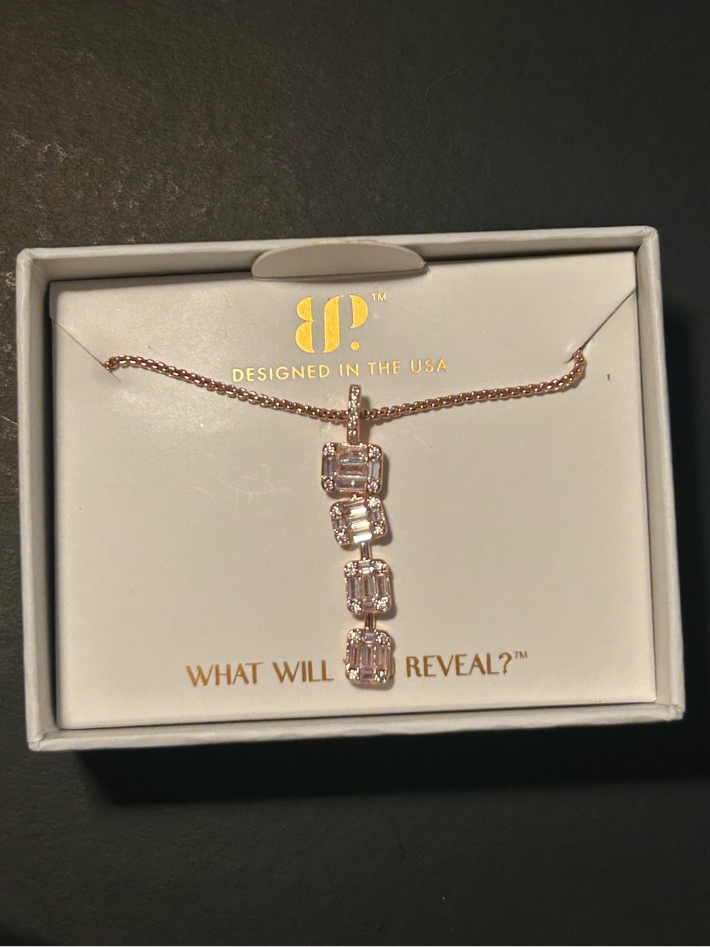 The Harper Necklace: Diamond Cubic Zirconia on Rose Gold